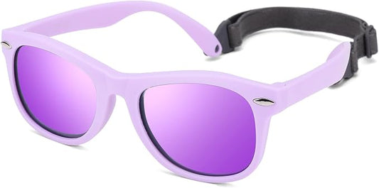 Polarized Baby Sunglasses with Strap - Unbreakable Flexible Infant Sunglasses for Toddlers Age 0-24 Months