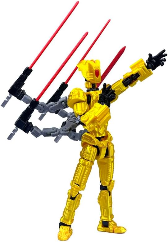 T13 Action Figure Set (Assembly Completed)，3D Printed Multi-Jointed, Desktop Decorations for Game Lovers Toys,5.5Inch (Gold)