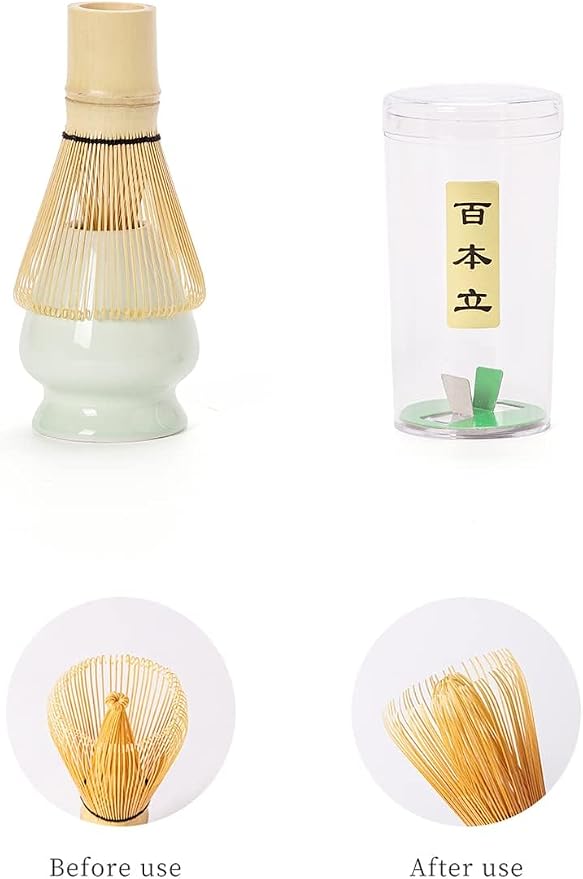 TANG PIN Matcha Set - Match Bowl and Whisk, 15 OZ, Matcha Scoop | Matcha Whisk Stand (Chasen Holder) - 5pc Perfect Matcha Kit for Matcha Tea Ceremony (Green)