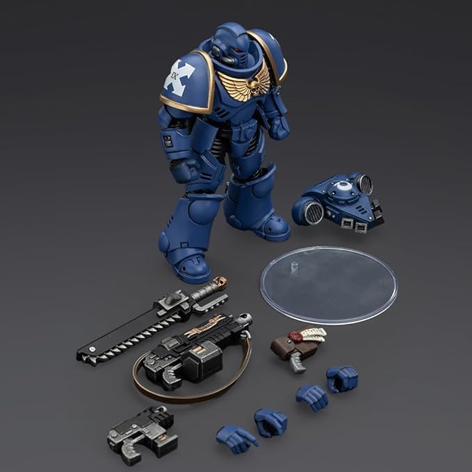 JOYTOY Action Figure 1/18 Warhammer 40,000 Space Marines Ultramarines Outriders Brother Catonus Collection Model Birthday Gifts 4.8 Inches