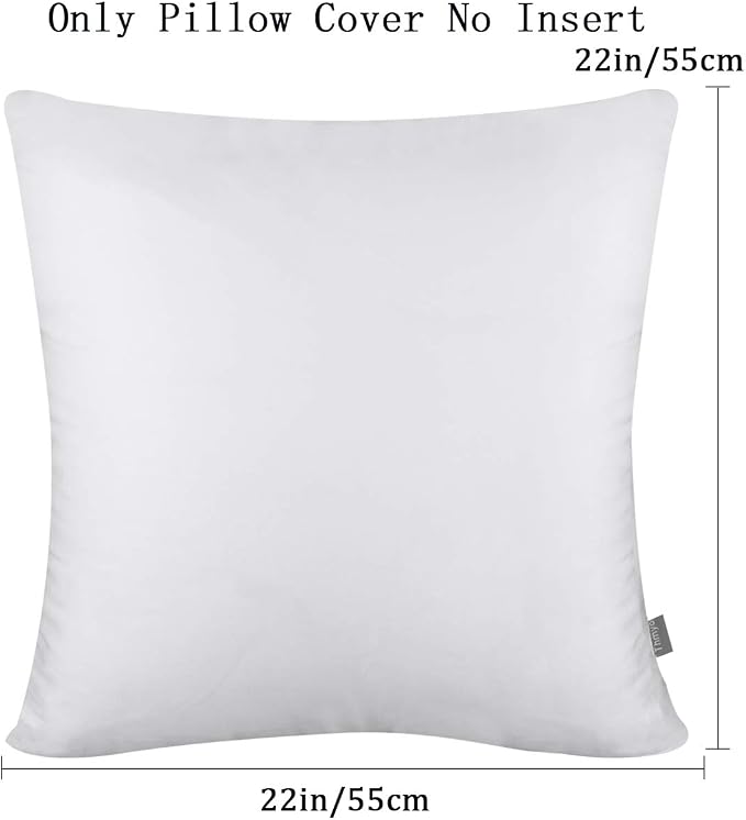 Thmyo 4-Pack 100% Cotton Comfortable Solid Decorative Throw Pillow Case, Square Cushion Cover Pillowcase Sublimation Blank Pillow Covers Valentines Day DIY Throw Pillowcase(22x22inch/55x55cm,White)