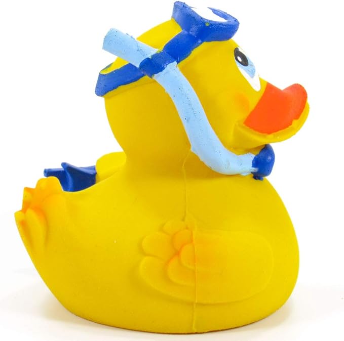 Snorkeling Rubber Duck Bath Toy | All Natural, Organic, Eco Friendly, Squeaker | Collectable | 3” | Imported from Barcelona, Spain