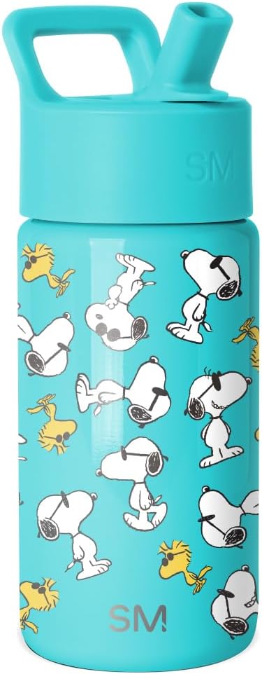 Simple Modern Kids Summit Water Bottle with Straw Lid | Peanuts 14oz Stainless Steel Cup Insulated Tumbler for Toddlers, Girls, Boys, School | Snoopy & Woodstock