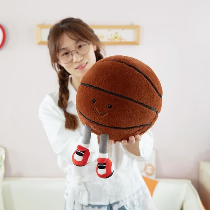 13.7" Cute Football Plush Toys Soft Stuffed Sport Throw Pillow Plush Ball Gift for Kids Birthday and Christmas Decoration (Basketball)