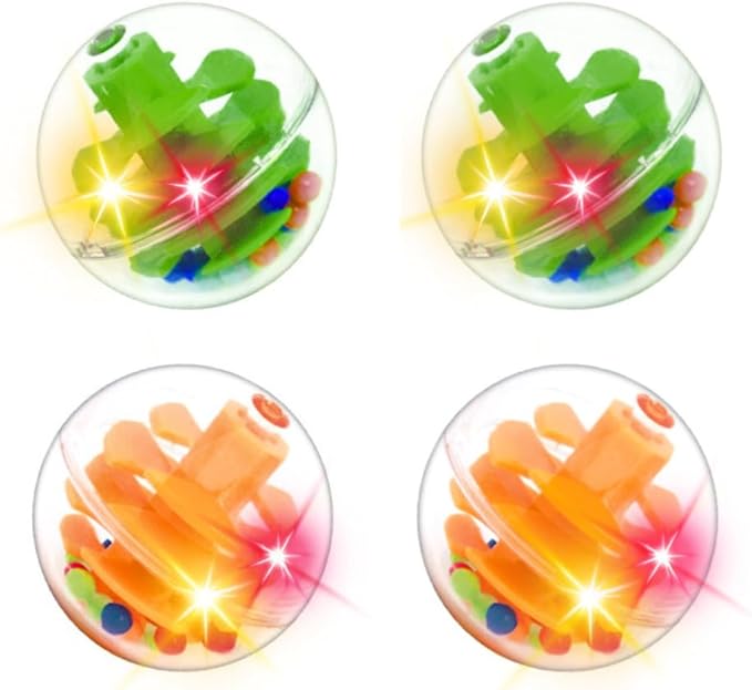 WEofferwhatYOUwant LED Activity Balls – 4 Motion-Activated Light-Up Rattle Balls for Toddler STEM Towers – 1.8" Sensory Toy for Kids - Permanently Enclosed 45 Hour Long Lasting Batteries