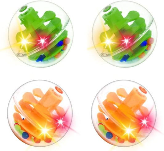 WEofferwhatYOUwant LED Activity Balls – 4 Motion-Activated Light-Up Rattle Balls for Toddler STEM Towers – 1.8" Sensory Toy for Kids - Permanently Enclosed 45 Hour Long Lasting Batteries