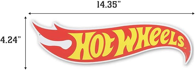 Mattel Hot Wheels Classic Flame Logo Metal Sign - Small Hot Wheels Wall Decor for Kids' Bedroom or Man Cave