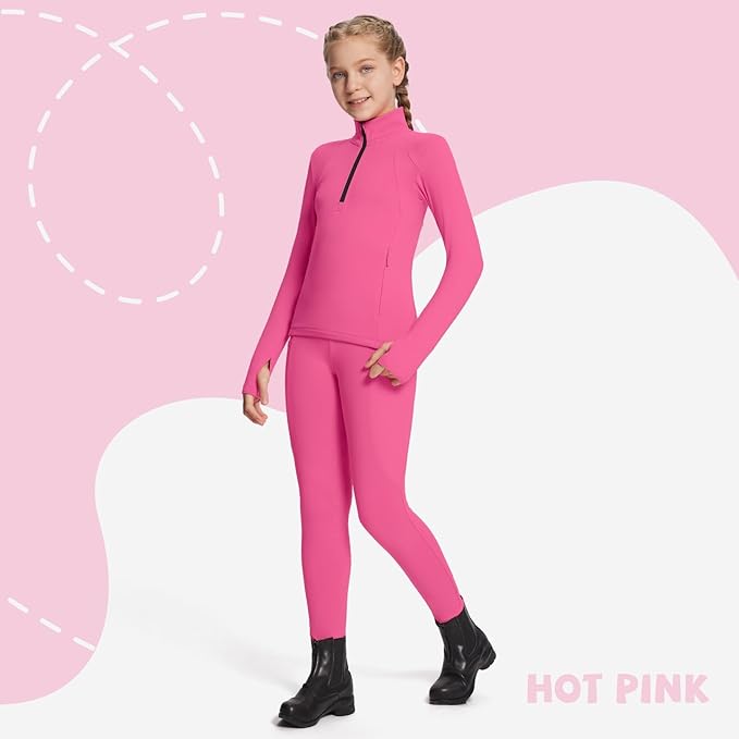 baleaf Girls Long Sleeve Shirts Fleece Jacket Fall Half Zip Pullover Kids Sweatshirts Athletic Thermal Coat