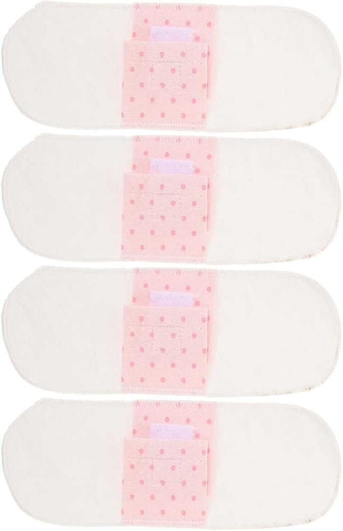 MAGICLULU Reusable Cotton Menstrual Cloth Pads 4pcs, Washable Breathable Panty Liners 21cm Waterproof Cotton Period Pads for Pregnancy and Postpartum Women