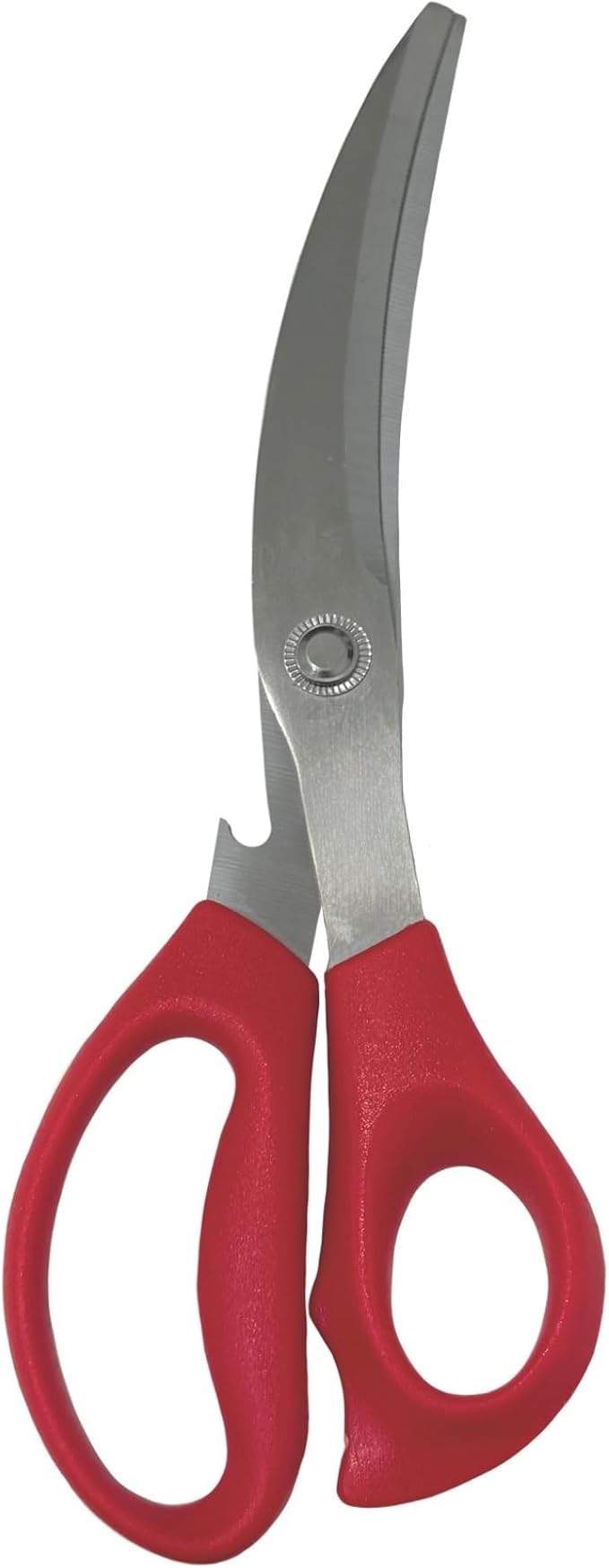 Korean BBQ Pork Belly Scissors, Meat, Chicken, Vegetables, High Strength Stainless Steel Grip-Excellent Barbecue Scissors, 9.5 Inch, Red