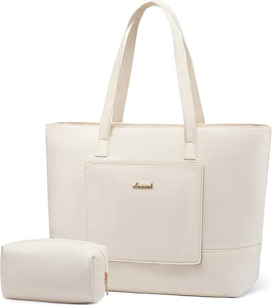 LOVEVOOK Tote Bag for Women, Work Tote with Laptop Compartment for Nurse Travel Commuter, Gym Tote Purse with Yoga Mat Strap