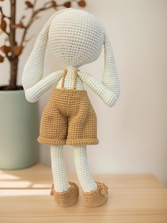 Handmade Soft Bunny Stuffed Animal - Crochet Baby Rattle - Bunny Stuffed Animal - Cotton Knitted Sleep Toy - Stuffed Animals for Babies(11 Inches)