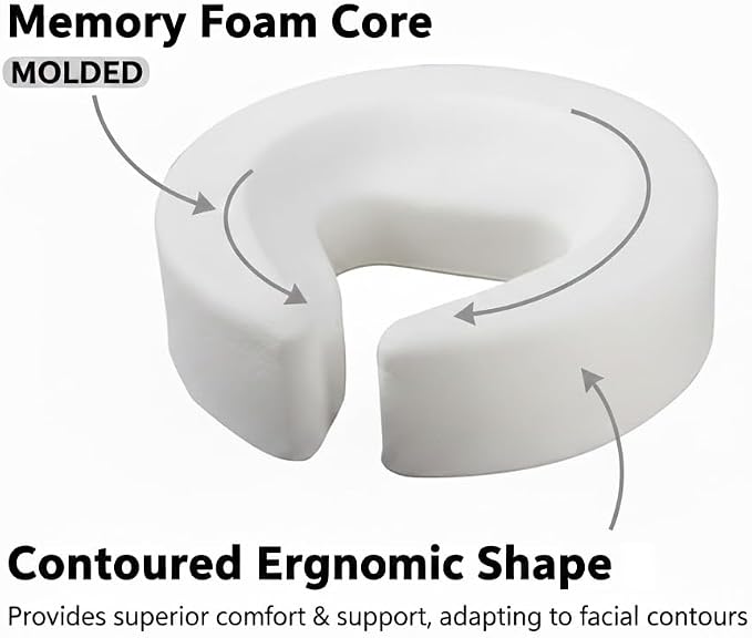 Royal Massage Universal Standard Memory Foam Face Cradle Cushion for Massage Tables – Ergonomic U-Shaped Headrest Pillow with Soft, Easy-Clean PU Leather – Spa Replacement (Black)