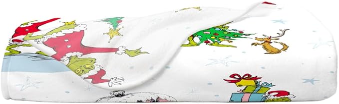 Franco Collectibles The Grinch By Dr. Seuss Holiday Christmas Super Soft Cozy Plush Throw, 40 in x 50 in, (Officially Licensed Product)