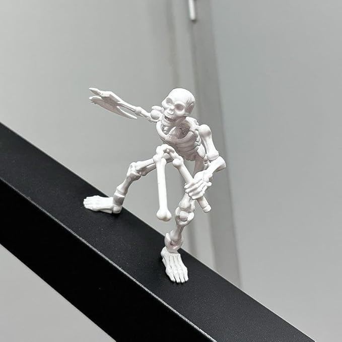 T13 Skeleton Warrior Action Figure – 5.12" Movable Articulated Human Skeleton Model with Accessory, Collectible Anime & Game Character for Display, Paintable Desktop Decor (3pcs)