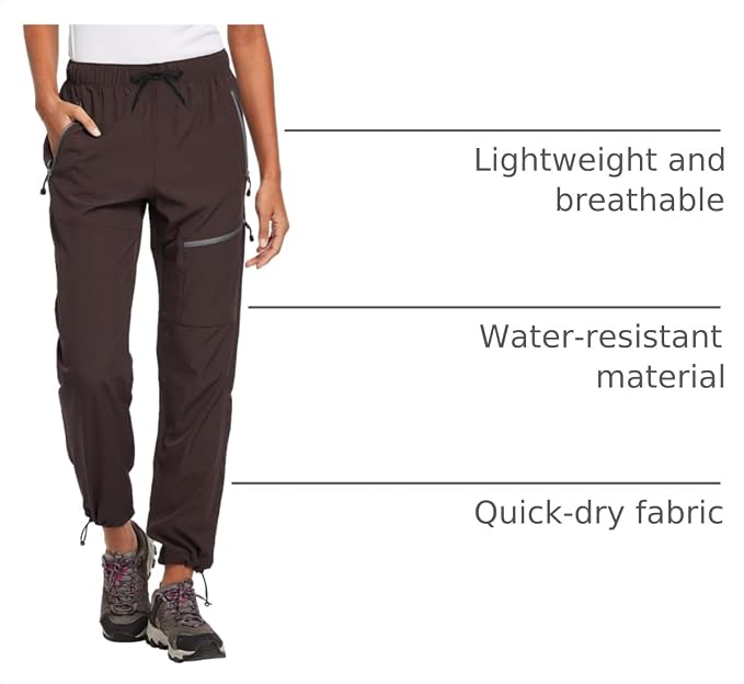 baleaf Women's Hiking Pants Quick Dry Lightweight Water Resistant Elastic Waist Cargo Pants for All Seasons