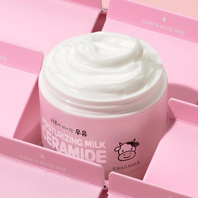 KWAILNARA Ceramide Milk Facial Moisturizer (3.38 Fl Oz) – Korean Face Moisturizer for Barrier Repair & Deep Hydration | Milk Protein, Royal Jelly & Strengthening Ceramides | Non-Greasy Daily Care