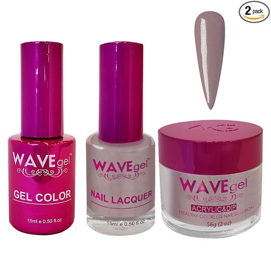 WAVEGEL Soak-Off Gel, Nail Lacquer & Acrylic/Dip Powder Matching Set - Princess Collection - #32 Sidewalk Mouse