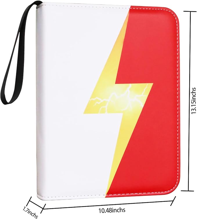 Trading Card Binder with 9-Pocket Pages, 50-Page Capacity, Holds Up to 900 Cards, Zipper Closure, Red Waterproof Portable Storage Album for Game and Sports