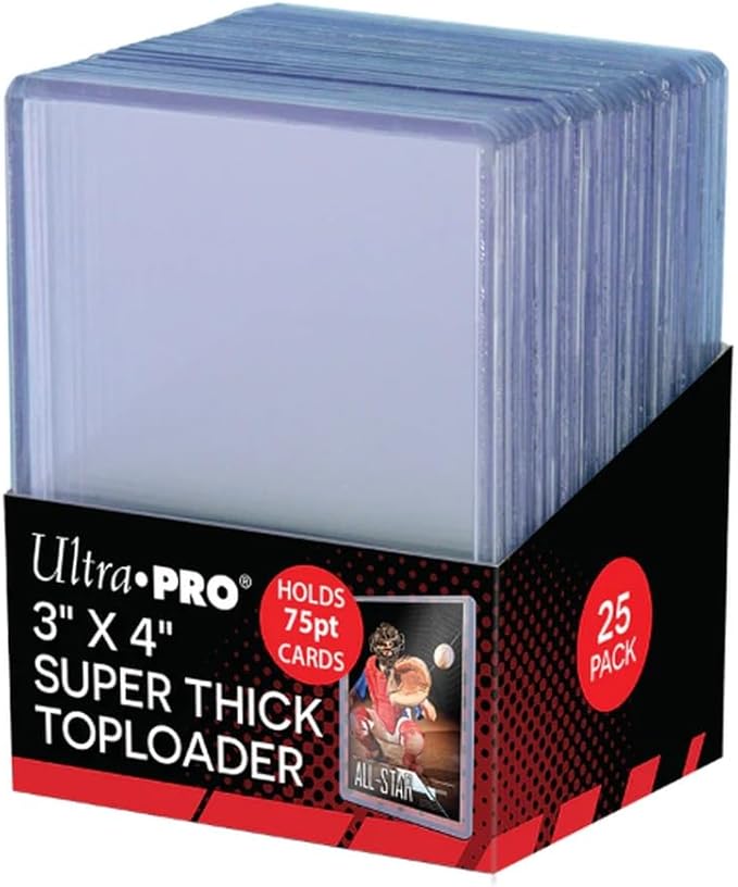Ultra Pro 3 x 4 Super Thick Baseball Card Toploaders,Polyvinyl Chloride, Holds 75pt Cards (Pack of 25)