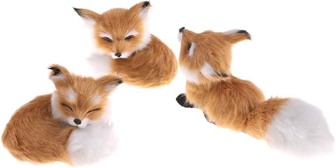 GUDVES Simulation Brown Fox Toy Furs Squatting Fox Model Home Decoration Animals World with Static Action Figures Plush Mini Fox (Pitching), 6 inches
