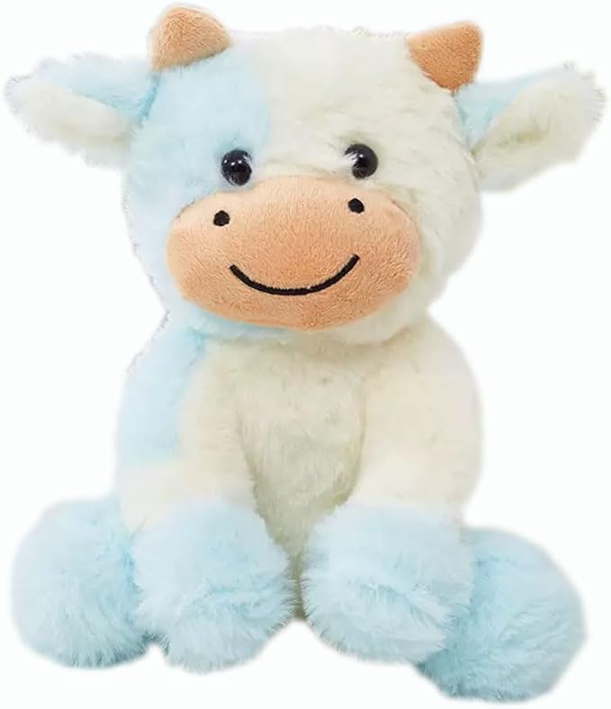 Cow Stuffed Animal Cute Cow Plush Doll Toy 9 inch for Girls Boys Christmas (zuoniu Light Blue)