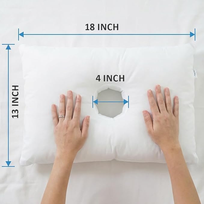 SleepEasy [USA Made] Cotton Comfort CNH Pillow with Ear Hole for Side Sleepers, Pressure and Pain Relief, Ergonomic, Breathable, and Hypoallergenic with Soft Revoloft Fill, Made in The USA
