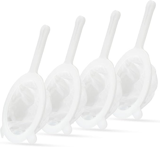 Premium Multi-Mesh Strainer Set, 4 Pack - 100/200/300/400 Mesh, Nylon & Plastic Fine Mesh Sieve for Tea, Coffe, Nut Milk, Juice, Broth, Smoothies, Reusable & Easy to Clean, Durable,Dishwarer Safe