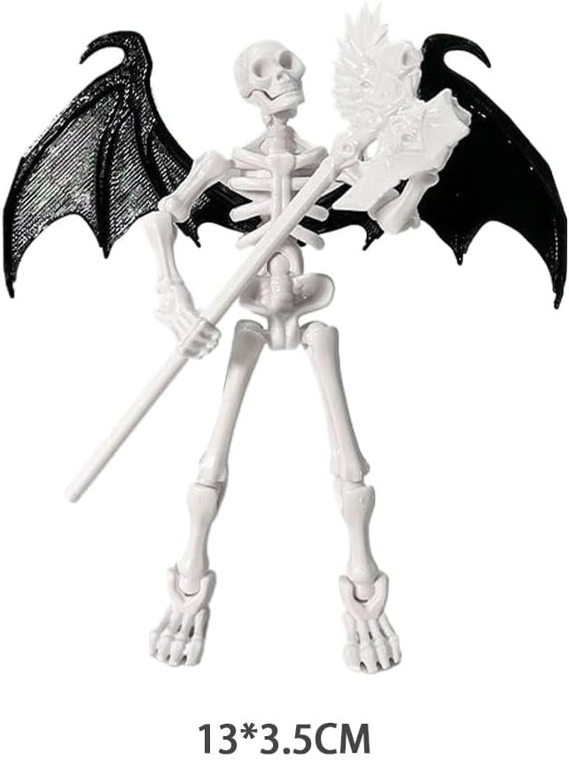 T13 Skeleton Warrior Action Figure – 5.12" Movable Articulated Human Skeleton Model with Accessory, Collectible Anime & Game Character for Display, Paintable Desktop Decor (3pcs)