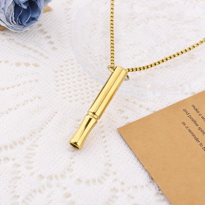 Mindful Breathe Necklace for Men Women Quit Smoking Breathe Whistle Pendant Stress Relief Necklace Anxiety Relief Gift