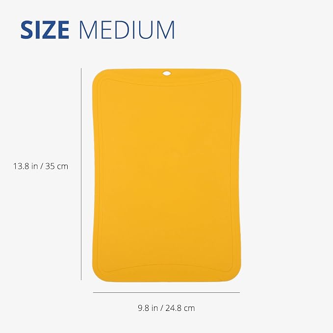 Blue Ginkgo TPU Cutting Board, Medium, Made in Korea, Yellow | Gentle on Knife Edges. Flexible and Durable.