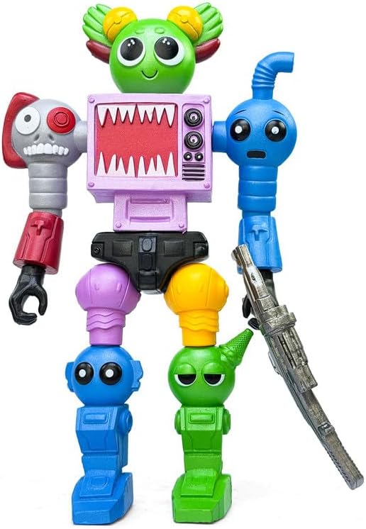7 Inch Spunky Action Figure - Sprunky Toys Poseable & Detachable Joints Robot, Vibrant Surrealist Collectible for Sprunky Birthday Decorations, Desk Toys & Spunky Gifts (Color-E)