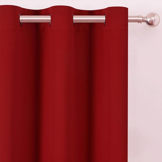 LEMOMO Blackout Curtains 66 x 54 Inch Long Red Curtains Set of 2 Panels Room Darkening Curtains for Bedroom and Living Room