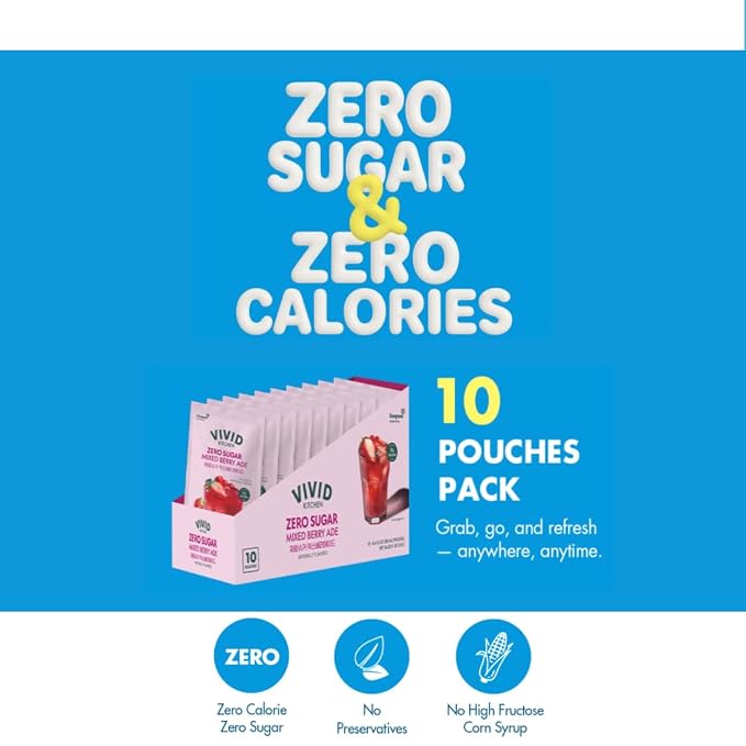 VIVID KITCHEN Peach Iced Tea Pouch Drinks – Zero Sugar, Zero Calories | Korean Convenience Store Drink | No Artificial Preservatives or Corn Syrup | 6.4 fl oz (10 Pouches) (10 Pouch, Peach Iced Tea)