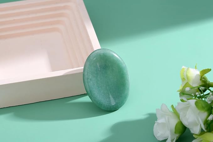Thumb Worry Stone Green Aventurine Crystal Trinkets Crystals and Healing Stones Oval Natural Fidget Meditation Accessories Gemstones Reiki Pocket Palm Tiny Anxiety Relief Items for Women Men