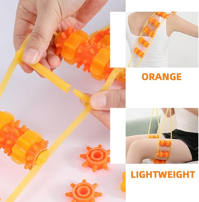 NOLITOY Manual Back Massager Roller Rope Hand Operated Massage Roller for Back Neck Legs and Shoulders Portable Muscle Massage Tool for Home Office and Travel