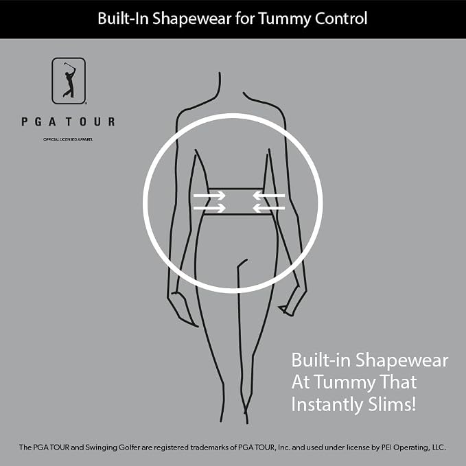 PGA Tour Women's Stretch Golf Pants with Pull-on Waist, 31" & 32" Inseams, Tummy Control, Moisture-Wicking, Sun Protection