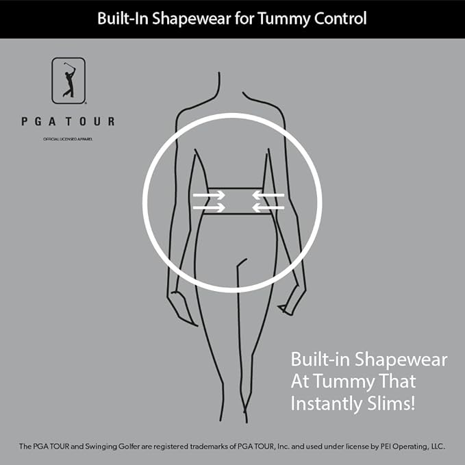 PGA Tour Women's Stretch Golf Pants with Pull-on Waist, 31" & 32" Inseams, Tummy Control, Moisture-Wicking, Sun Protection
