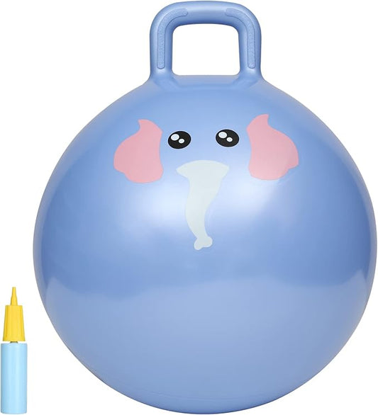 INPANY Hopper Ball, 18 Inches Bouncy Ball with Handles, Bouncing Bounce Balls Hopper, Inflatable Jumping Hopping Toys for Kids Ages 3-6, Hoppity Hop Girls Boys Gifts, Pump Included