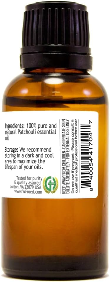 Patchouli Essential Oil - 1 fl oz (100% Pure & Uncut) Amber Glass Bottle w/Euro Dropper - GreenHealth