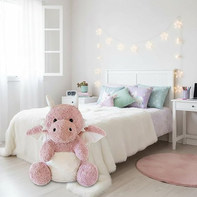 Dragon Stuffed Animals Soft Plush Cute Dragon Doll for Boys Girls 7.8in (Corn Dragon Pink)