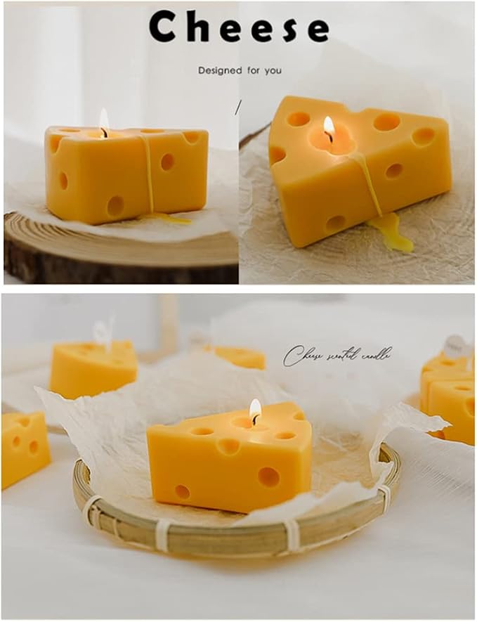 2PACK Cheese Shaped Scented Candle, Aroma Soy Wax Decorative Candlefor Photo Prop Birthday Wedding Holiday Party Gift,for Meditation Stress Relief Bath Yoga