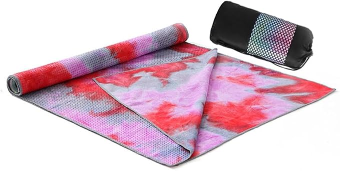 Yoga Towel for Yoga Mat, Non Slip Mat Cover for Hot Yoga, Washable Microfiber Light Weight (Pink-red)