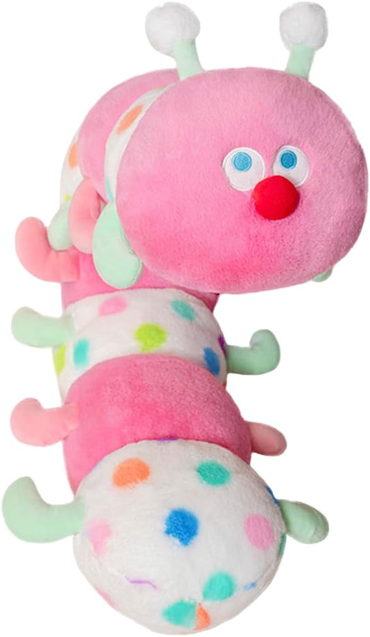 ELAINREN Pink Caterpillar with Polka Dots Plush Long Pillow Ultra-Soft Rainbow Caterpillar Stuffed Insect Toy Cuddly Colorful Worm Plushie Gifts/35.4''