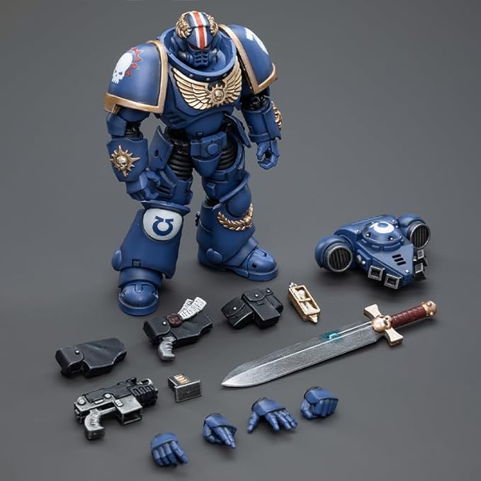JOYTOY 1/18 Action Figure Warhammer 40,000- Ultramarines Primaris Lieutenant Argaranthe- Intercessors-Dark Angels Master Lazarus 3PCS Collection Model Birthday Gifts