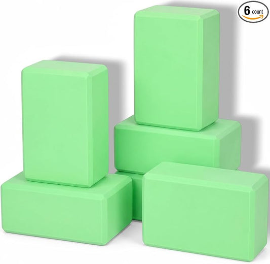Wettarn 6 Pack Yoga Blocks 9 x 6 x 4 Inch EVA Foam Lightweight Non Slip Yoga Props for Pilates Stretching Meditation