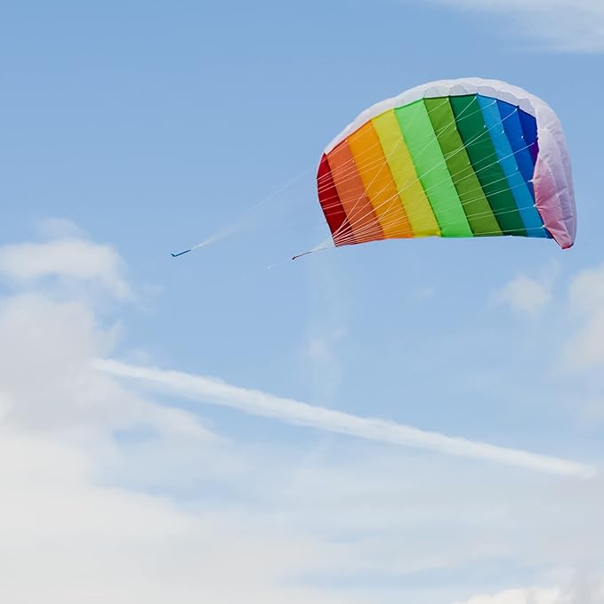 In the Breeze 2973 Rainbow 62" Sport Kite Dual Line Stunt Parafoil Includes Braided Kite Line and Bag