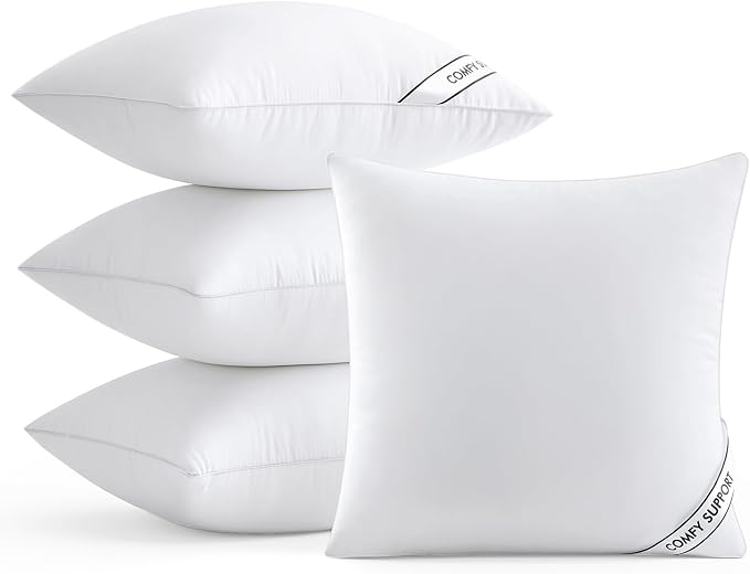 MIULEE 26x26 Pillows Inserts Pack of 4, Down Alternative Virgin Filling | Decorative Pillow Insert, Comfy Support Throw Pillows for Sofa Couch Bed