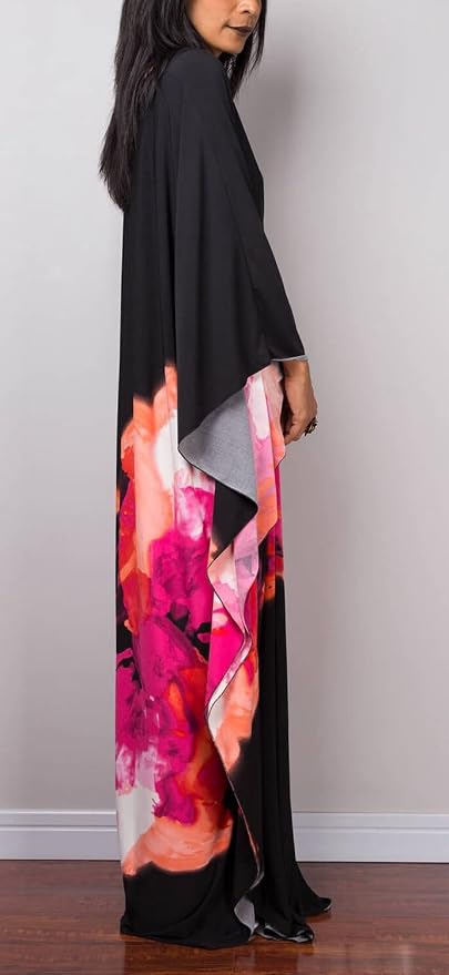 Venasha Womens Caftan Floral Print Kaftan Dress Short Sleeve Swimsuit Cover up Loungewear for Summer