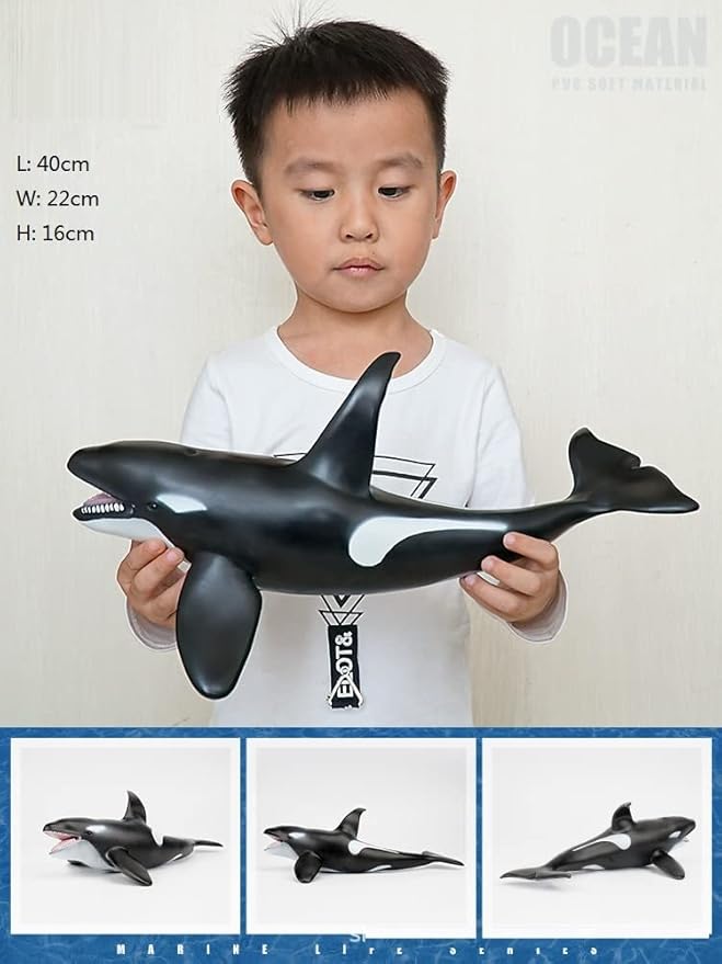 Simulated Ocean Big Animal, One pc 15Inch Soft Filled Rubber Sea Educational Toys (Killer Whale)